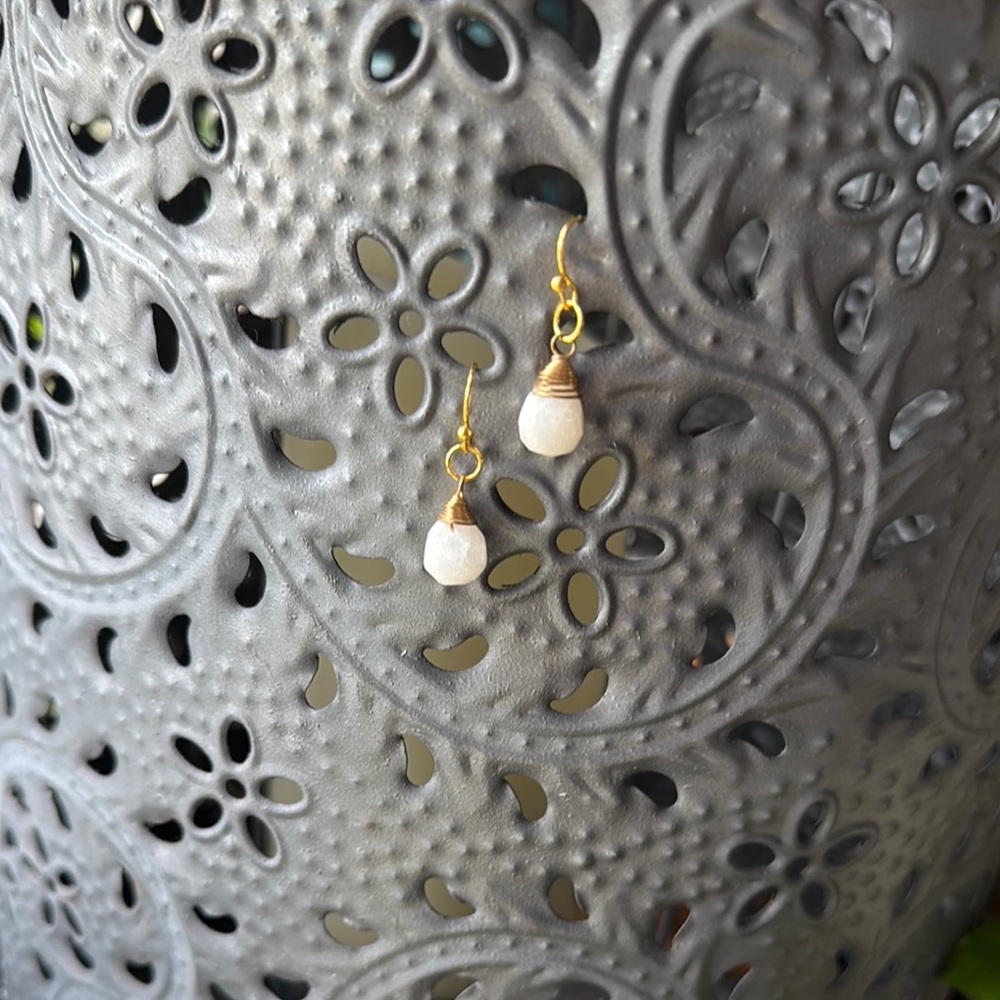 Gold and White Pearl Drop Earrings